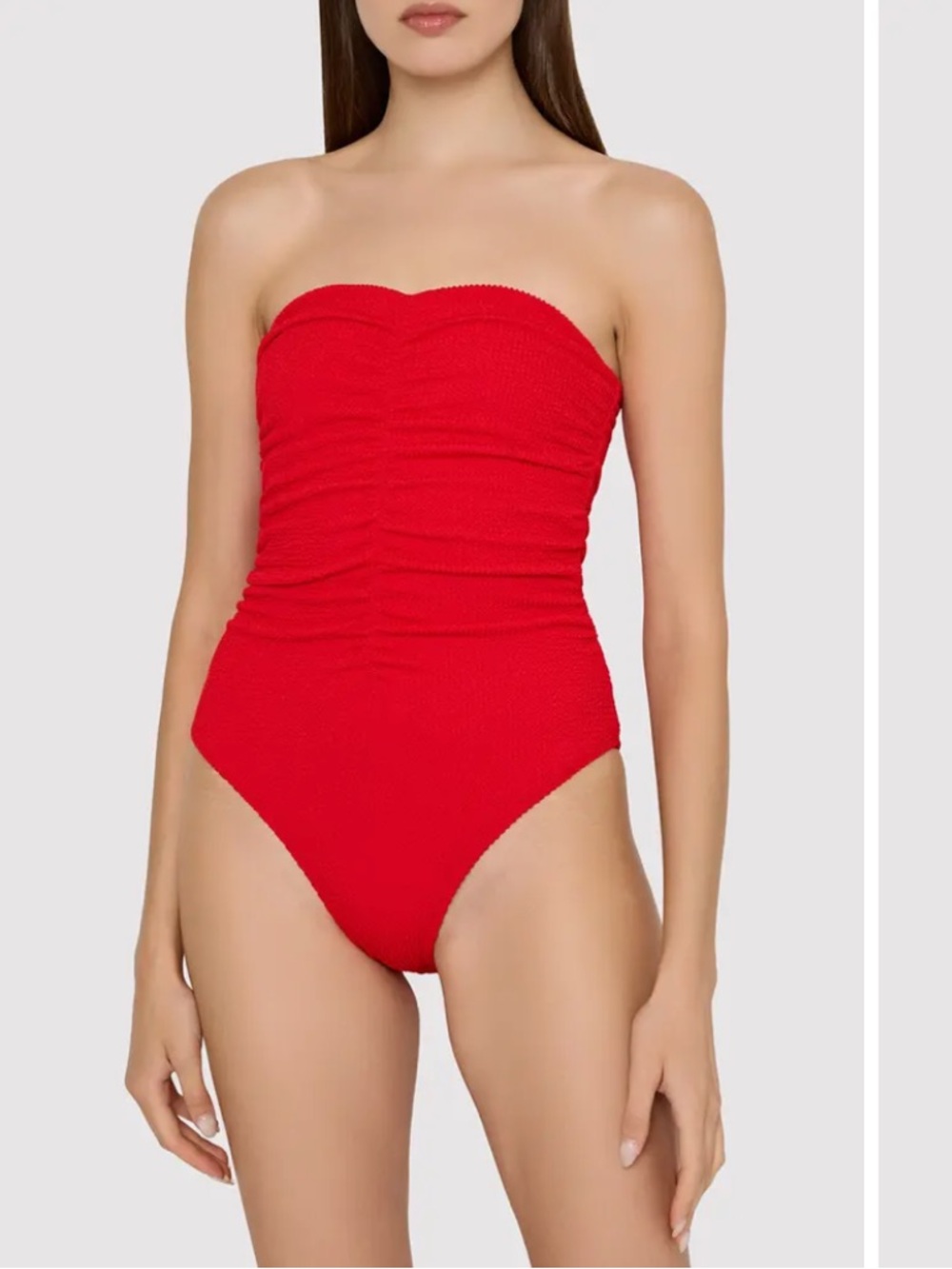 New Milly Strapless Ruched One-Piece Swimsuit in Red size S